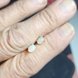 Gorgeous Oval Cut Natural Ethiopian Opal Stud Earrings